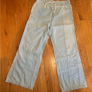 We the Free Light Blue Wide-Leg Draw String Denim Pants